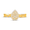 Thumbnail Image 4 of Multi-Diamond Center Pear-Shaped Halo Promise Ring 1/5 ct tw 10K Two-Tone Gold