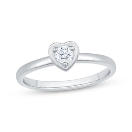 Now + Forever Round-Cut Diamond Heart-Shaped Solitaire Engagement Ring 1/5 ct tw 14K White Gold (I/I2)