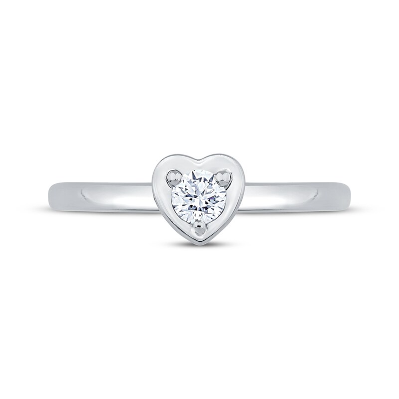Main Image 3 of Now + Forever Round-Cut Diamond Heart-Shaped Solitaire Engagement Ring 1/5 ct tw 14K White Gold (I/I2)
