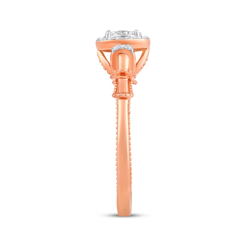 Main Image 2 of Multi-Diamond Cushion-Shaped Halo Promise Ring 1/5 ct tw 10K Rose Gold