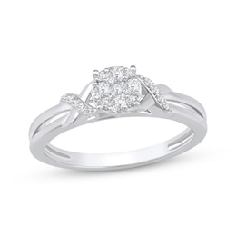 Multi-Diamond "XO" Promise Ring 1/5 ct tw 10K White Gold
