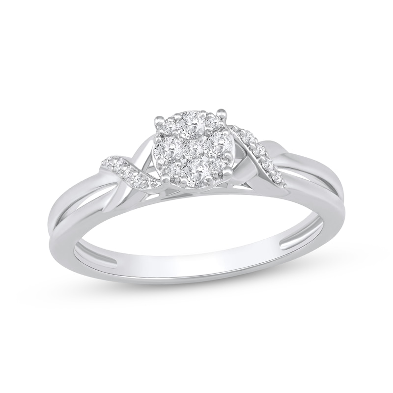 Main Image 1 of Multi-Diamond &quot;XO&quot; Promise Ring 1/5 ct tw 10K White Gold
