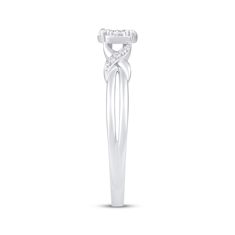 Main Image 2 of Multi-Diamond &quot;XO&quot; Promise Ring 1/5 ct tw 10K White Gold