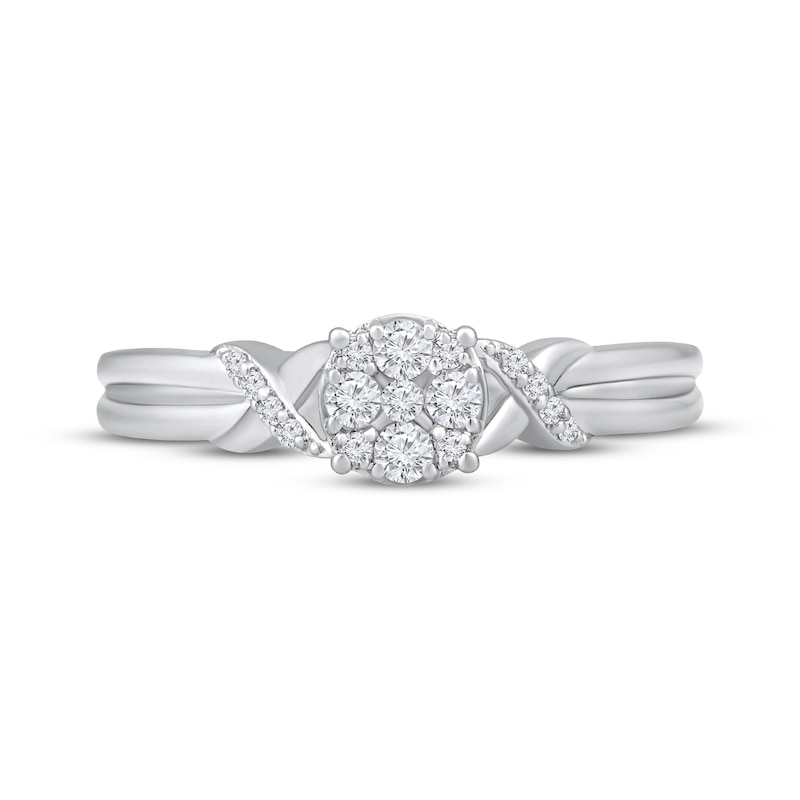 Main Image 4 of Multi-Diamond &quot;XO&quot; Promise Ring 1/5 ct tw 10K White Gold