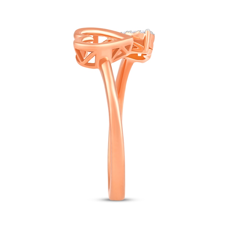 Main Image 2 of Multi-Diamond Double Heart Deconstructed Promise Ring 1/10 ct tw 10K Rose Gold