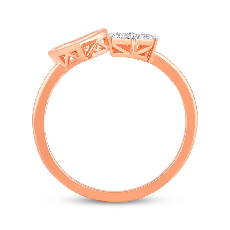 Main Image 3 of Multi-Diamond Double Heart Deconstructed Promise Ring 1/10 ct tw 10K Rose Gold