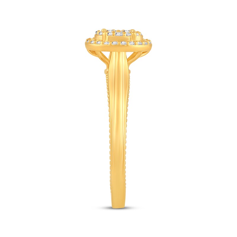 Main Image 2 of Multi-Diamond Oval Promise Ring 1/5 ct tw 10K Yellow Gold