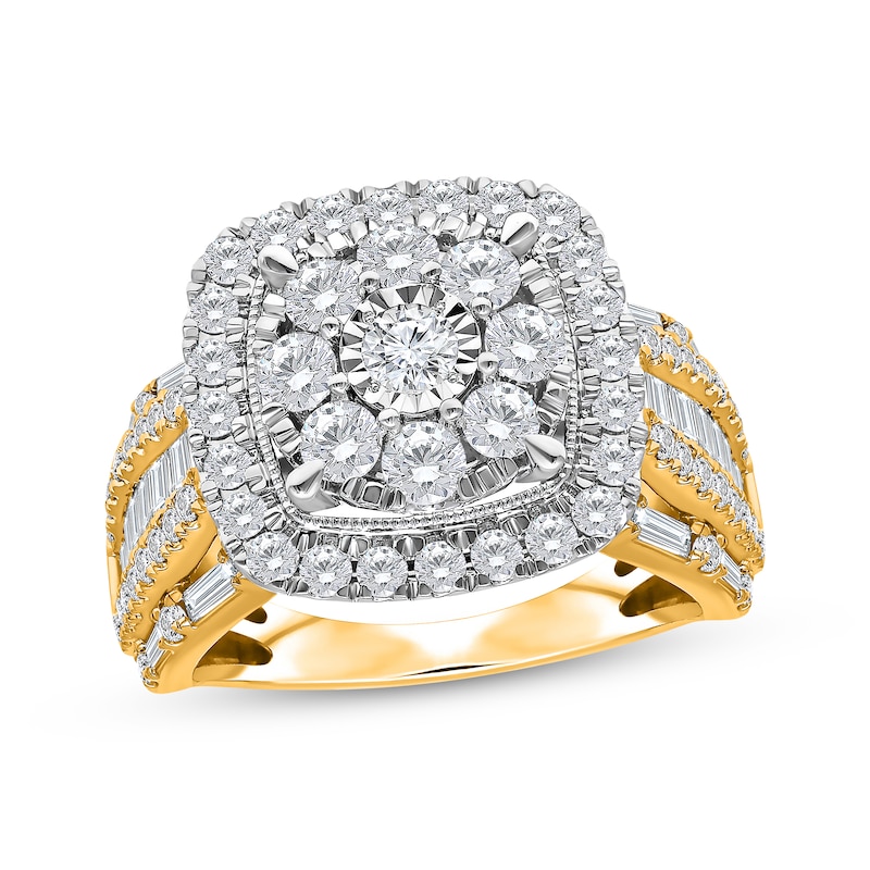 Main Image 1 of Now + Forever Multi-Diamond Cushion-Shaped Halo Engagement Ring 2 ct tw 10K Yellow Gold