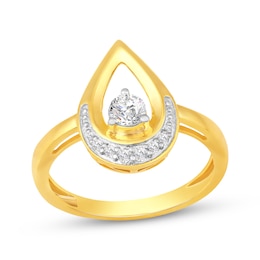 Diamond Teardrop Ring 1/4 ct tw 10K Yellow Gold
