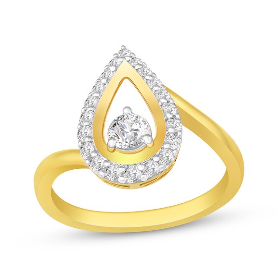 Diamond Teardrop Bypass Ring 1/4 ct tw 10K Yellow Gold