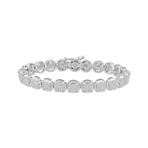 Multi-Diamond Circle Link Bracelet 2 ct tw 10K White Gold 7"