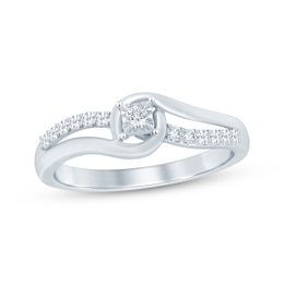 Diamond Bypass Promise Ring 1/6 ct tw Sterling Silver
