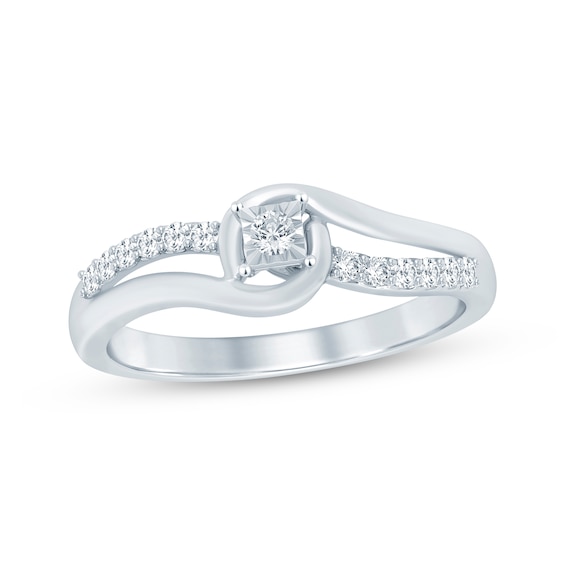Diamond Bypass Promise Ring 1/6 ct tw Sterling Silver