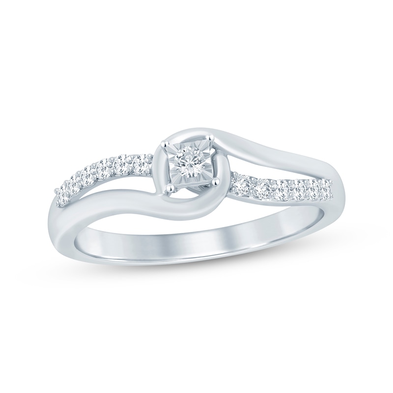 Main Image 1 of Diamond Bypass Promise Ring 1/6 ct tw Sterling Silver