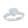 Thumbnail Image 1 of Multi-Diamond Heart Halo Twist Promise Ring 1/5 ct tw 10K White Gold