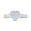Thumbnail Image 3 of Multi-Diamond Heart Halo Twist Promise Ring 1/5 ct tw 10K White Gold