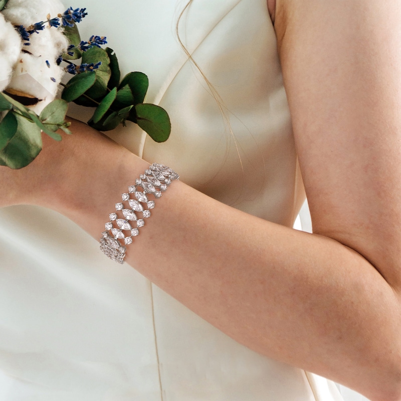 Main Image 4 of KAY Lab-Grown Diamonds Marquise & Round-Cut Graduated Bracelet 24 ct tw 14K White Gold