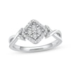 Thumbnail Image 1 of Multi-Diamond Cushion Halo Tilted Promise Ring 1/6 ct tw 10K White Gold