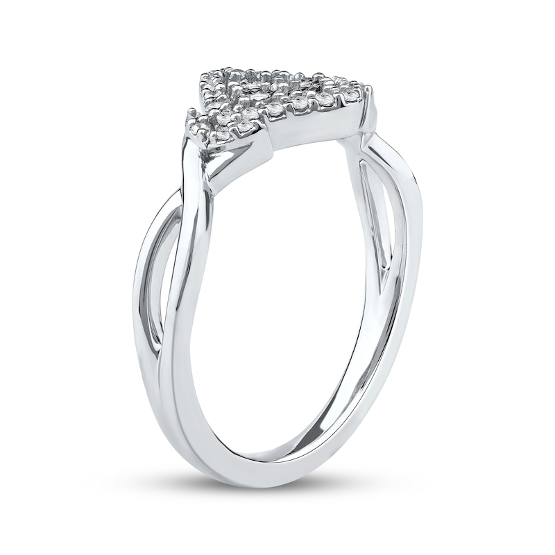 Main Image 2 of Multi-Diamond Cushion Halo Tilted Promise Ring 1/6 ct tw 10K White Gold