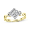 Thumbnail Image 1 of Multi-Diamond Cushion Halo Tilted Promise Ring 1/6 ct tw 10K Yellow Gold