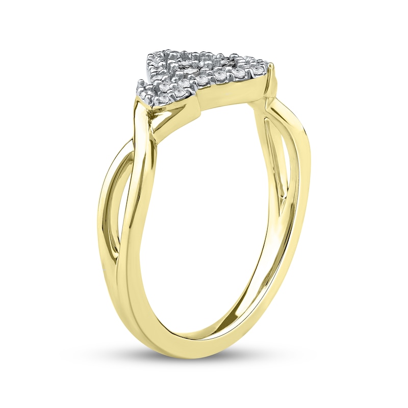 Main Image 2 of Multi-Diamond Cushion Halo Tilted Promise Ring 1/6 ct tw 10K Yellow Gold