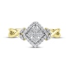 Thumbnail Image 3 of Multi-Diamond Cushion Halo Tilted Promise Ring 1/6 ct tw 10K Yellow Gold