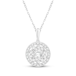 KAY Lab-Grown Diamonds Flower Halo Necklace 1-1/4 ct tw 10K White Gold 18"