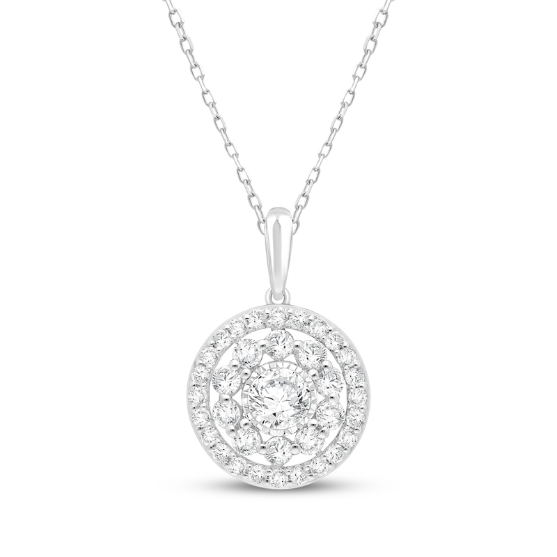 Main Image 1 of KAY Lab-Grown Diamonds Flower Halo Necklace 1-1/4 ct tw 10K White Gold 18&quot;