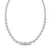 Thumbnail Image 1 of Baguette & Round-Cut Multi-Diamond Pear Link Necklace 2-3/4 ct tw 14K White Gold 17&quot;