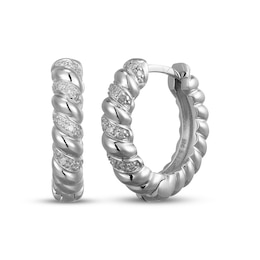 Diamond Twist Hoop Earrings 1/10 ct tw Sterling Silver