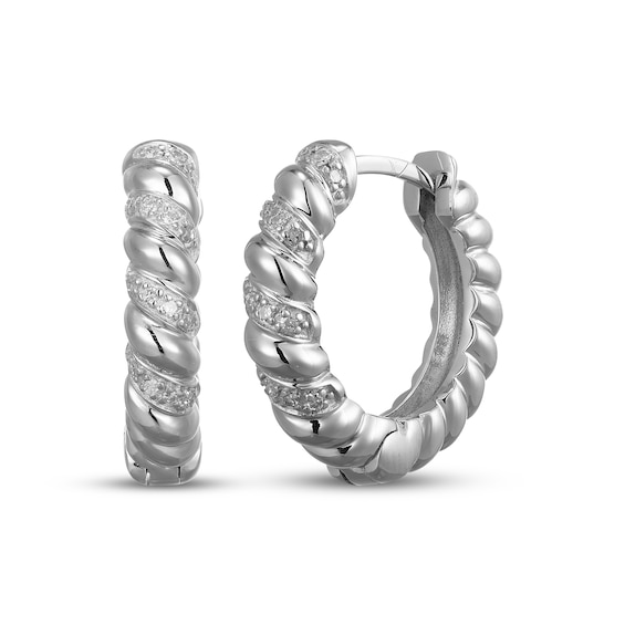 Diamond Twist Hoop Earrings 1/10 ct tw Sterling Silver