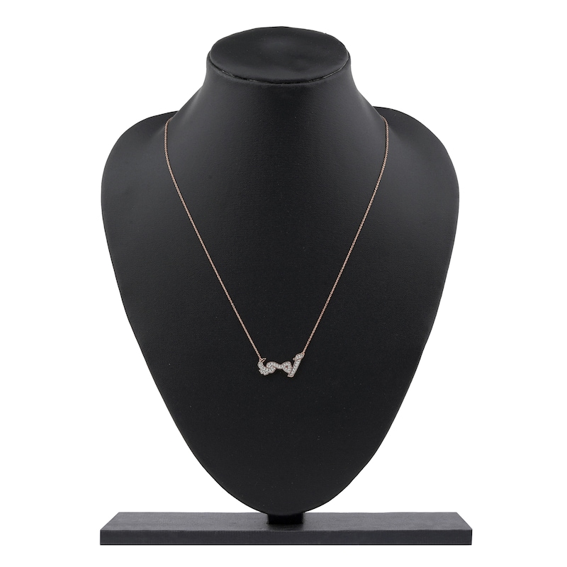 Main Image 4 of Diamond Arabic &quot;Mother&quot; Necklace 1/5 ct tw 10K Rose Gold 18&quot;