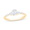 Thumbnail Image 1 of Now + Forever Lab-Grown Diamonds Oval-Cut & Pear-Shaped Three-Stone Engagement Ring 5/8 ct tw 14K Yellow Gold