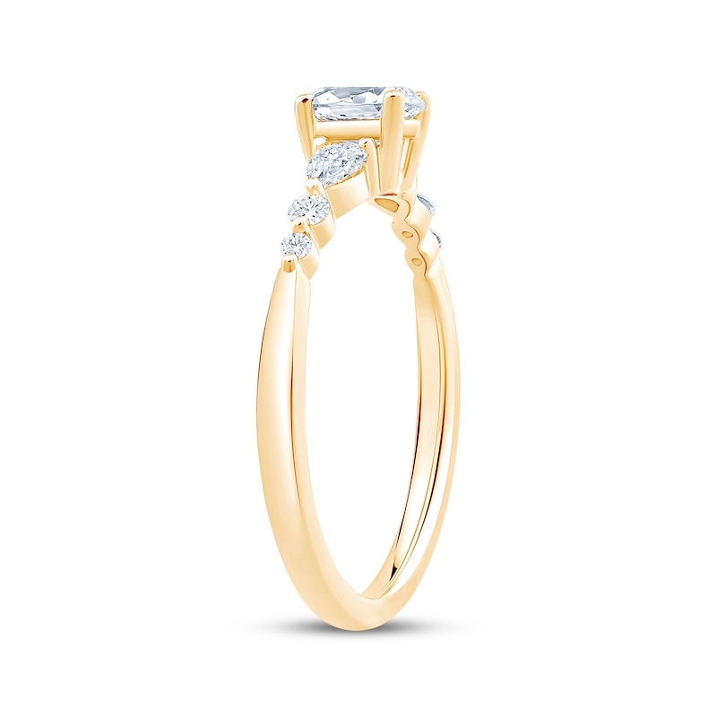 Main Image 2 of Now + Forever Lab-Grown Diamonds Oval-Cut & Pear-Shaped Three-Stone Engagement Ring 5/8 ct tw 14K Yellow Gold