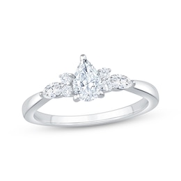 Now + Forever Lab-Grown Diamonds Pear-Shaped Engagement Ring 3/4 ct tw 14K White Gold