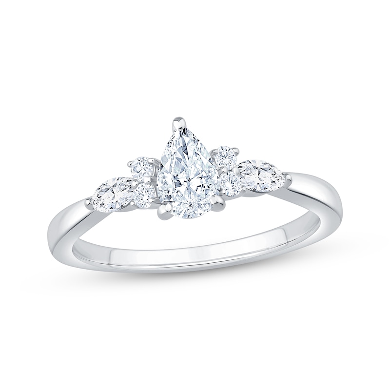 Main Image 1 of Now + Forever Lab-Grown Diamonds Pear-Shaped Engagement Ring 3/4 ct tw 14K White Gold