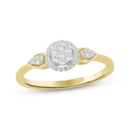 Multi-Diamond Halo Promise Ring 1/6 ct tw 10K Yellow Gold