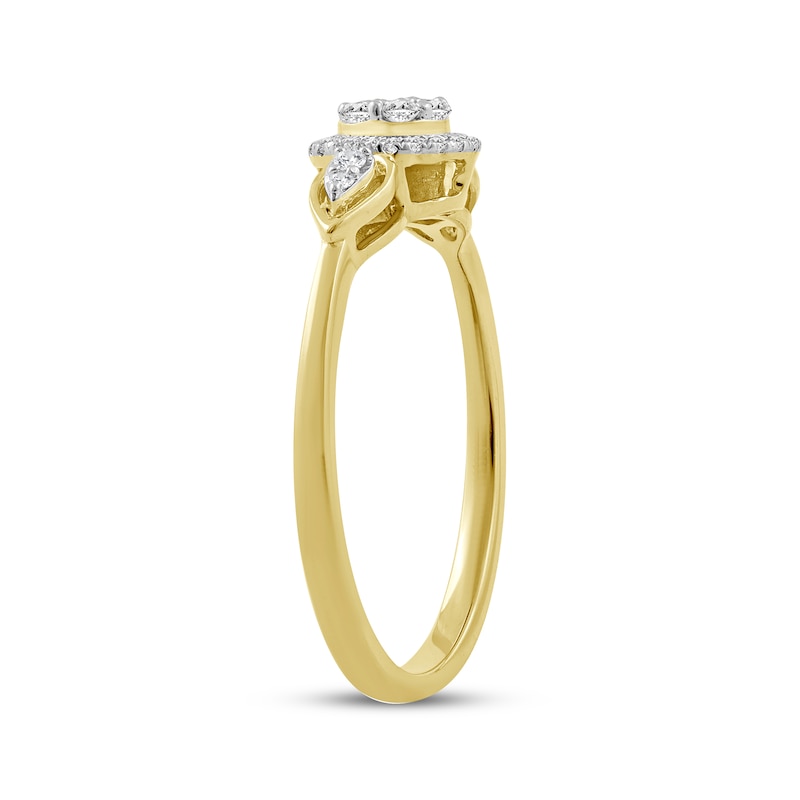 Main Image 2 of Multi-Diamond Halo Promise Ring 1/6 ct tw 10K Yellow Gold