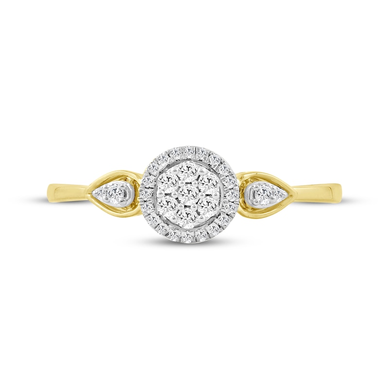 Main Image 3 of Multi-Diamond Halo Promise Ring 1/6 ct tw 10K Yellow Gold