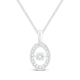 Unstoppable Love Diamond Oval Halo Necklace 1/2 ct tw 10K White Gold 19"