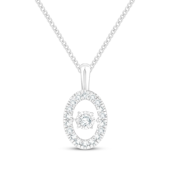 Unstoppable Love Diamond Oval Halo Necklace 1/2 ct tw 10K White Gold 19"