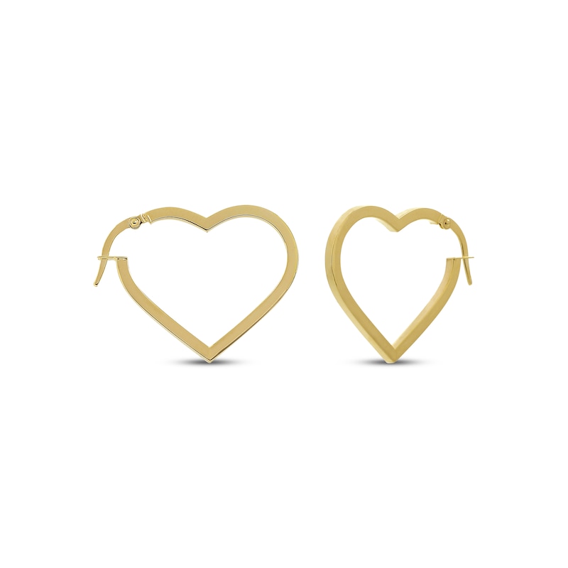 Main Image 1 of Heart-Shaped Hoop Earrings 10K Yellow Gold