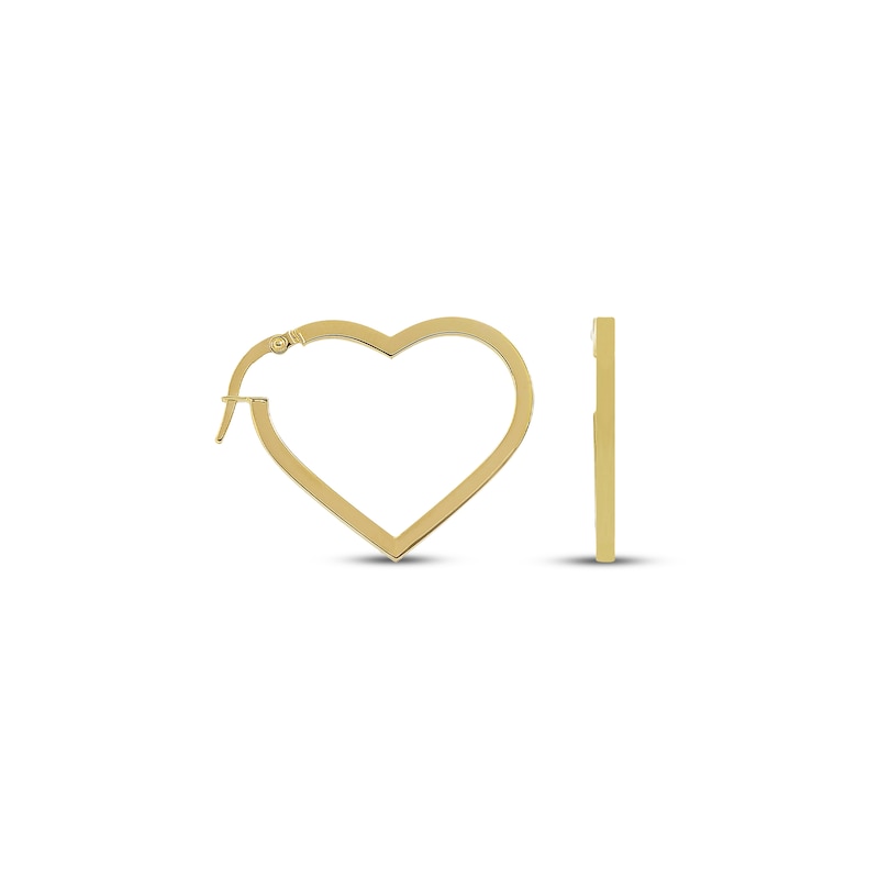 Main Image 3 of Heart-Shaped Hoop Earrings 10K Yellow Gold