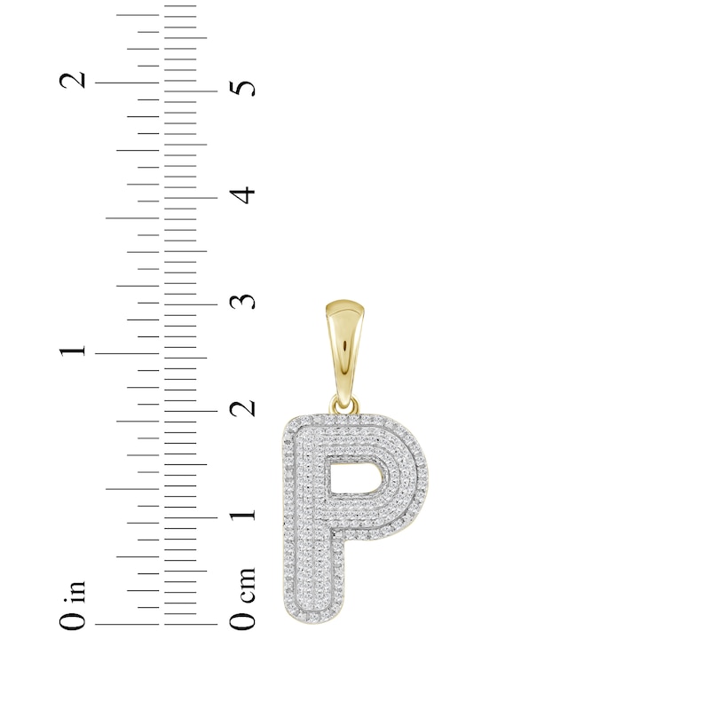 Main Image 3 of Diamond Puff Letter P Initial Charm 3/8 ct tw 10K Yellow Gold