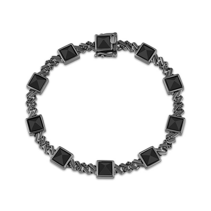 Main Image 1 of Ink & Ice Men's Black Onyx & Black Diamond Bracelet 1/4 ct tw Black Rhodium-Plated Sterling Silver 8.5"