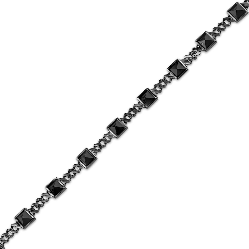 Main Image 2 of Ink & Ice Men's Black Onyx & Black Diamond Bracelet 1/4 ct tw Black Rhodium-Plated Sterling Silver 8.5"