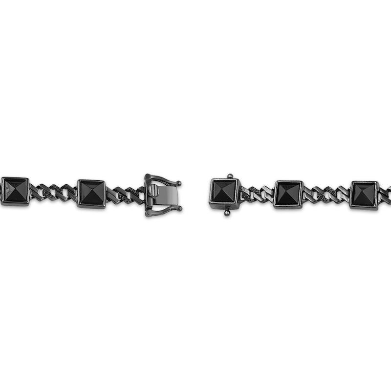 Main Image 3 of Ink & Ice Men's Black Onyx & Black Diamond Bracelet 1/4 ct tw Black Rhodium-Plated Sterling Silver 8.5"
