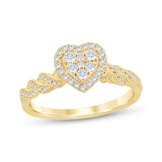 Now + Forever Multi-Diamond Heart-Shaped Engagement Ring 1/3 ct tw 10K Gold