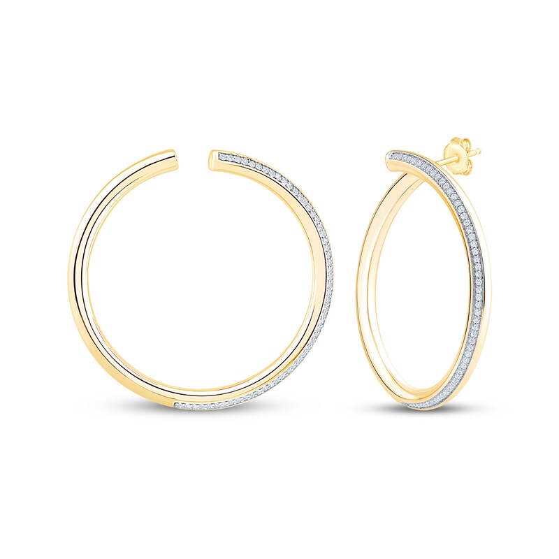 Main Image 1 of Diamond Pavé Open Hoop Earrings 3/4 ct tw 10K Yellow Gold
