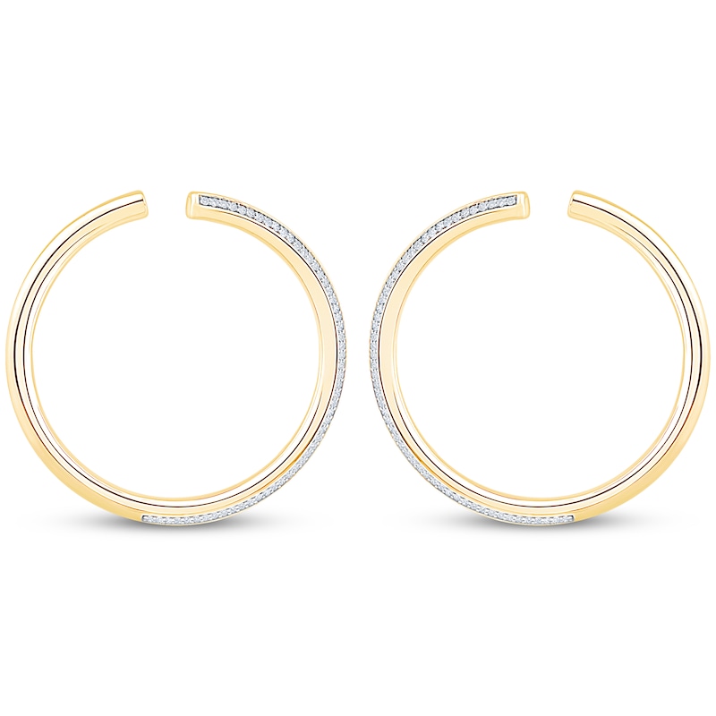 Main Image 2 of Diamond Pavé Open Hoop Earrings 3/4 ct tw 10K Yellow Gold